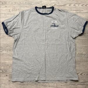 American Eagle Outfitters Gray and Navy Short Sleeve Tee
